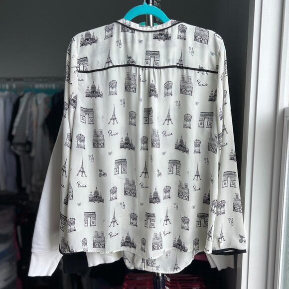 Talbots Paris Print Button-down Blouse - Picture 2 of 3